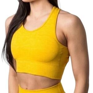 Alphalete Vault Sports Bra Women Size Small Yellow Crossback